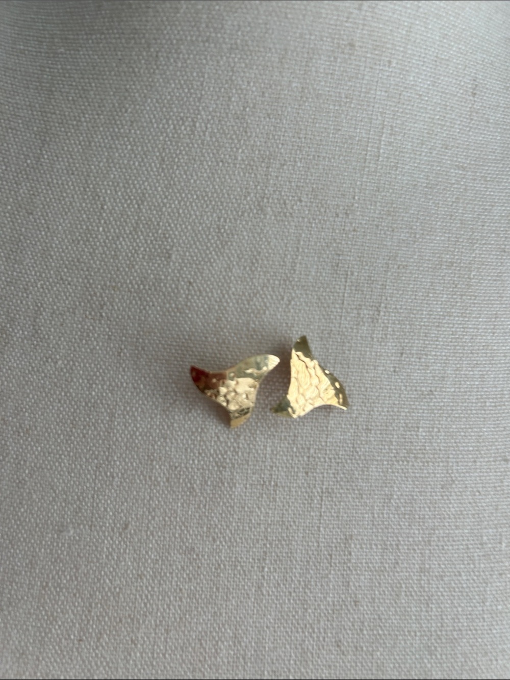 Gold Hammered Petal Stud Earrings - Women Jewelry